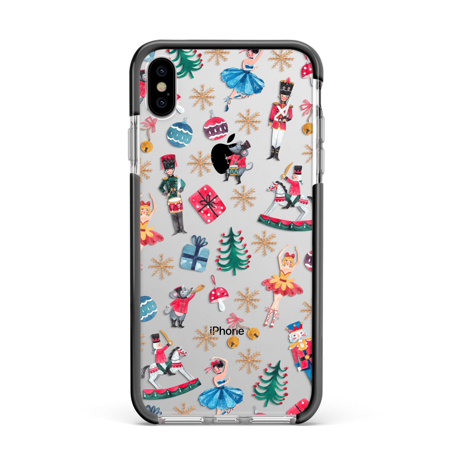 Nutcracker Apple iPhone Xs Max Impact Case Black Edge on Silver Phone
