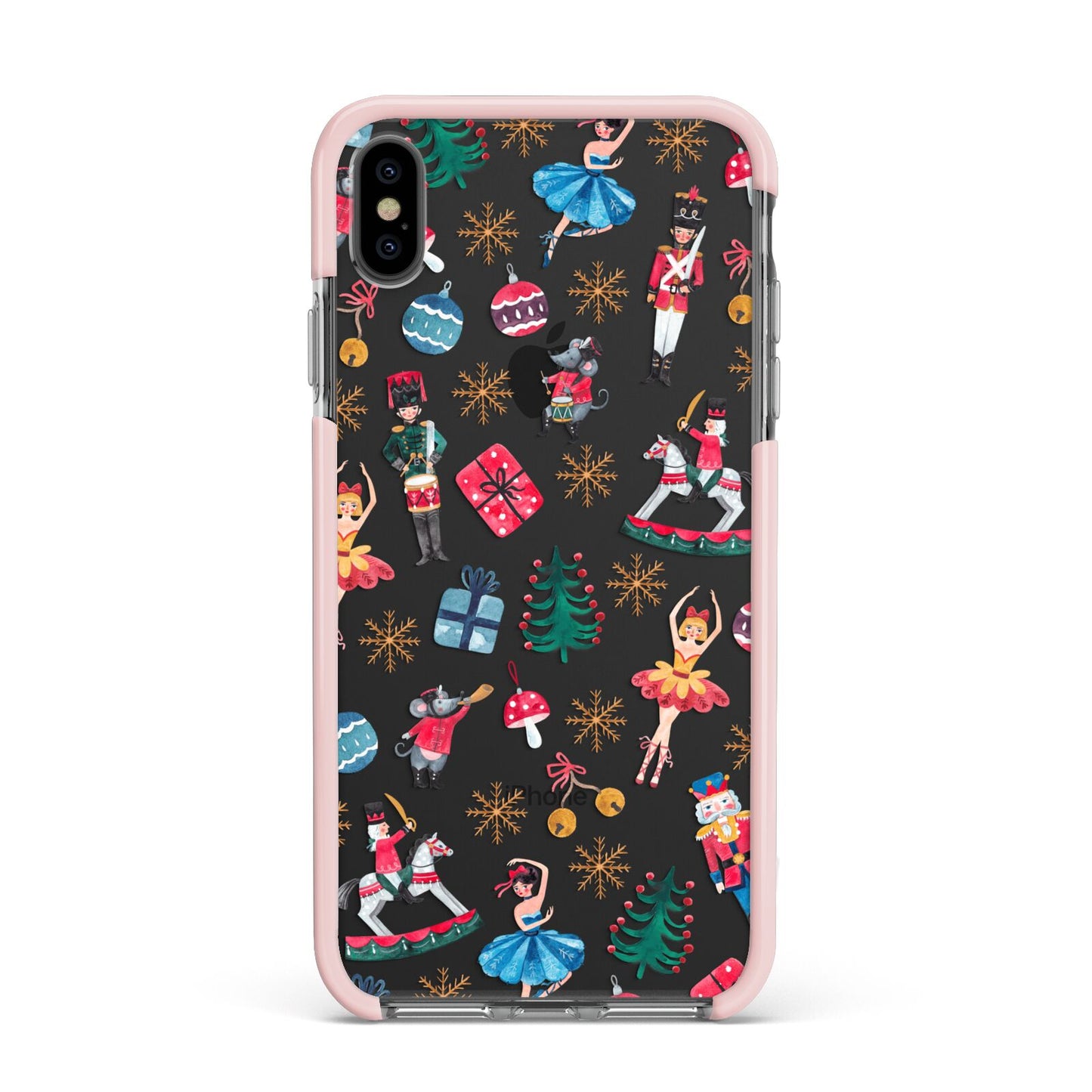 Nutcracker Apple iPhone Xs Max Impact Case Pink Edge on Black Phone