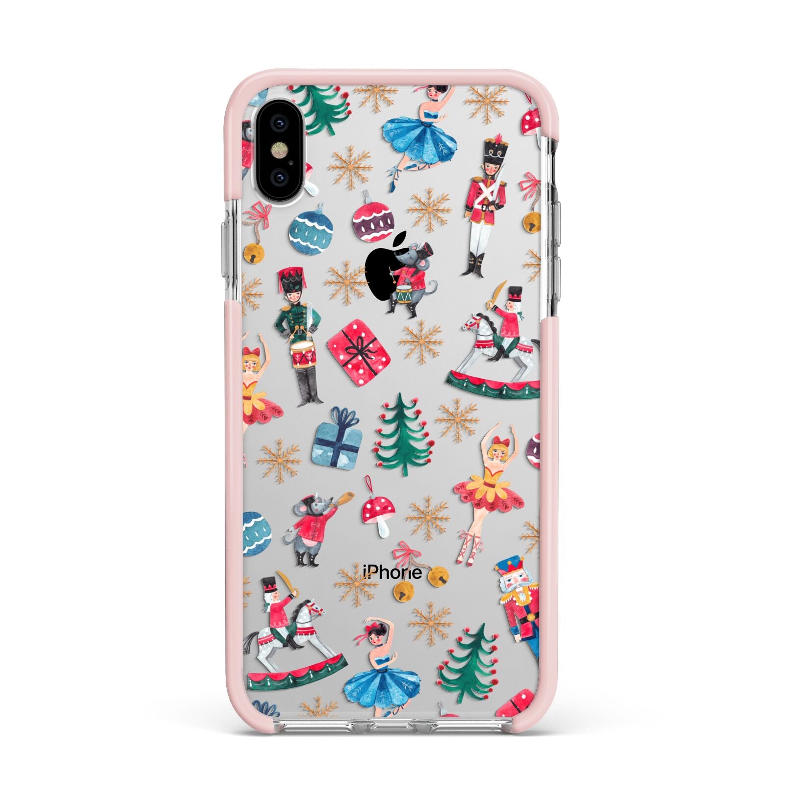 Nutcracker Apple iPhone Xs Max Impact Case Pink Edge on Silver Phone