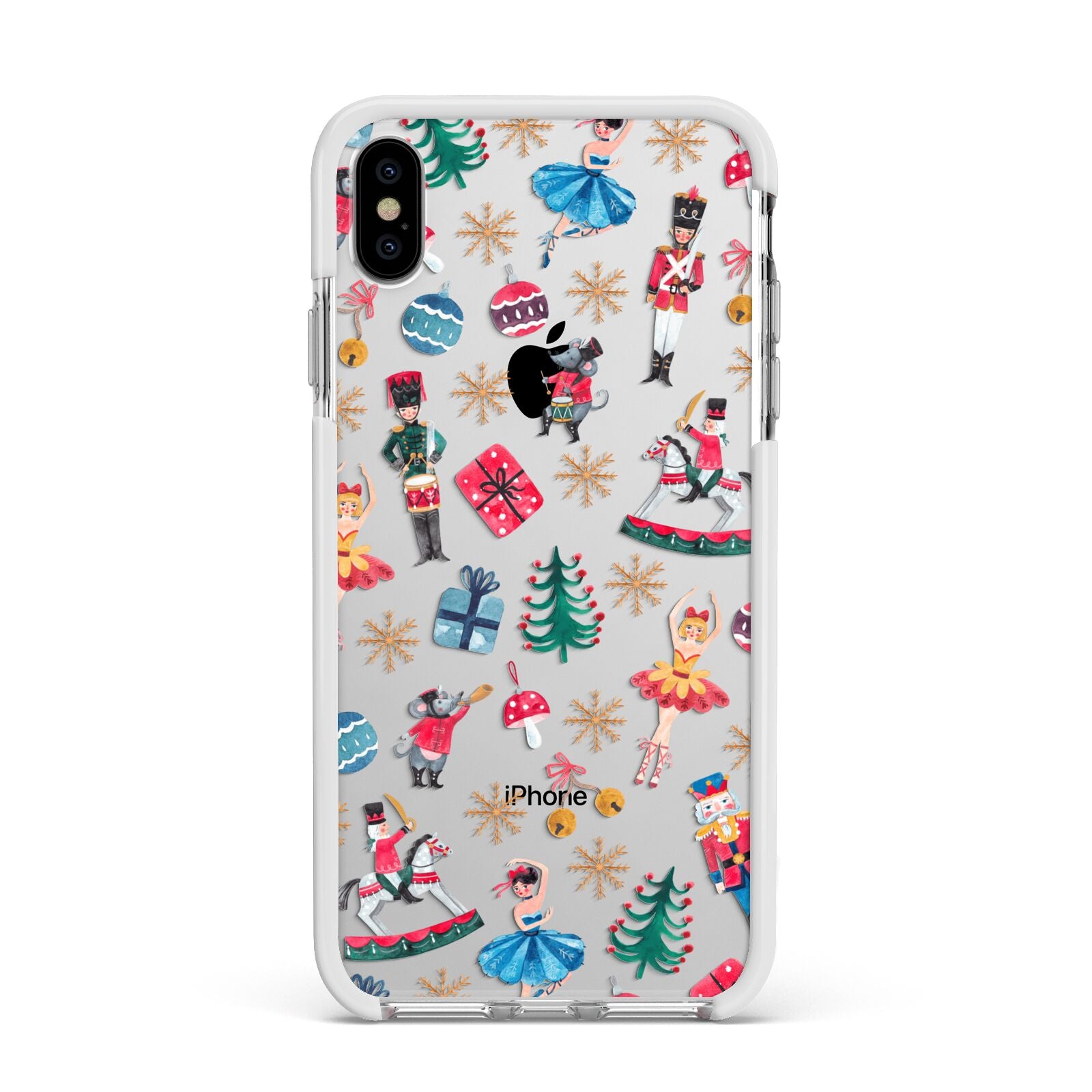 Nutcracker Apple iPhone Xs Max Impact Case White Edge on Silver Phone