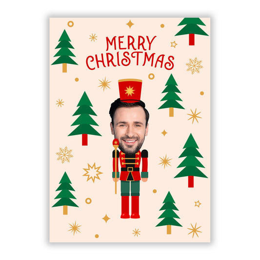 Nutcracker Face Photo Personalised A5 Flat Greetings Card