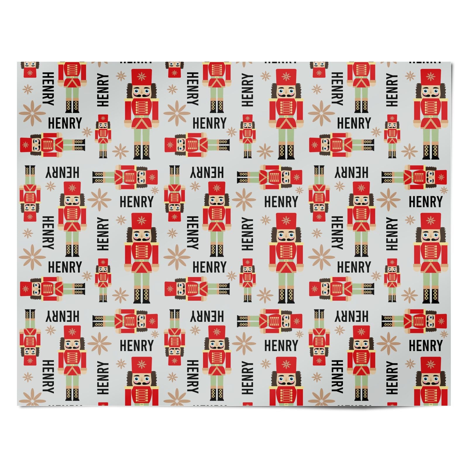Nutcracker Grid with Name Personalised Wrapping Paper Alternative