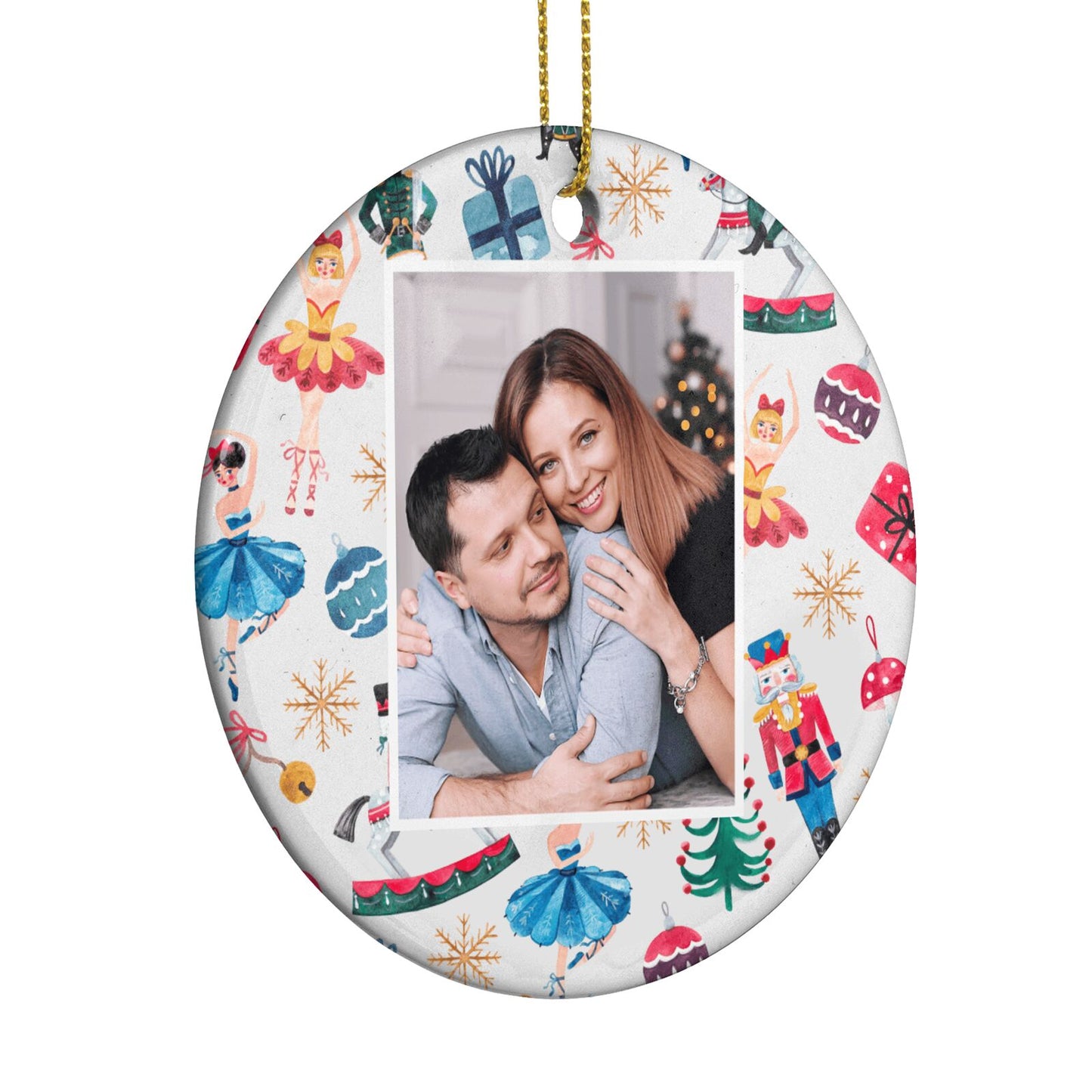 Nutcracker Personalised Photo Circle Decoration Side Angle