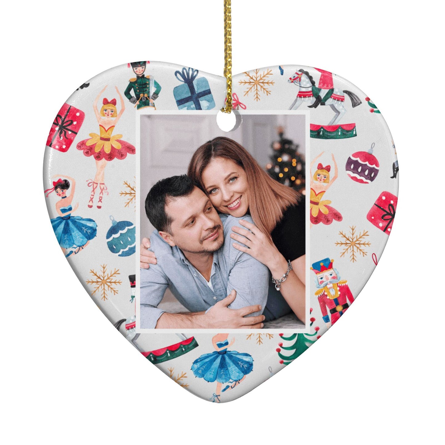 Nutcracker Personalised Photo Heart Decoration