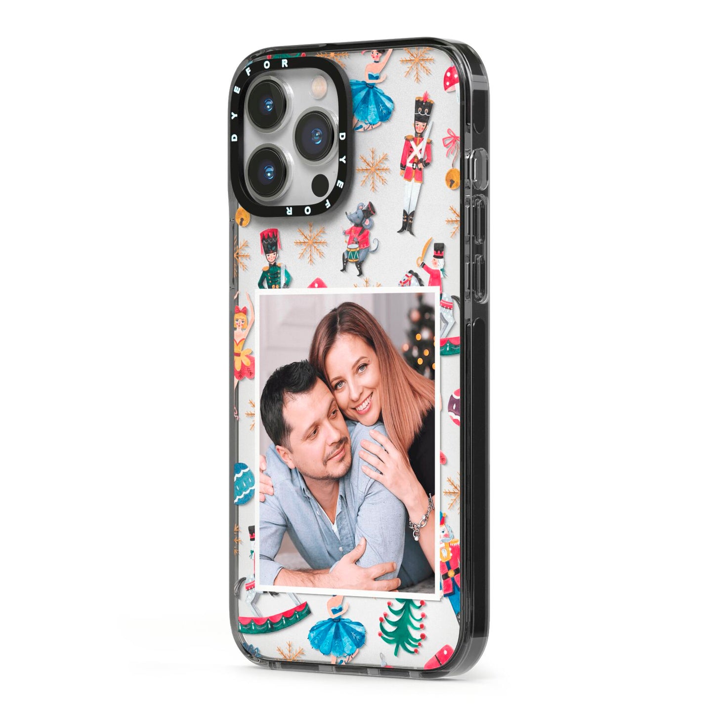 Nutcracker Personalised Photo iPhone 13 Pro Max Black Impact Case Side Angle on Silver phone