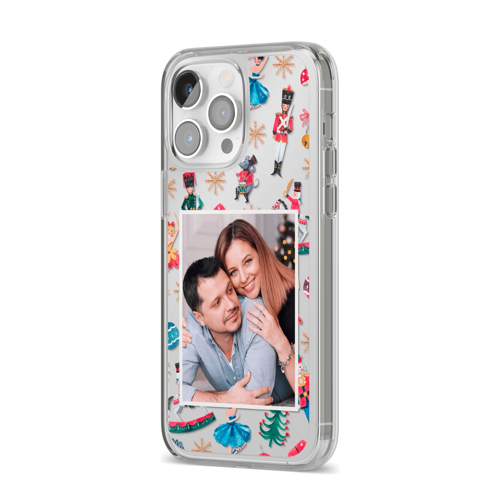 Nutcracker Personalised Photo iPhone 14 Pro Max Clear Tough Case Silver Angled Image