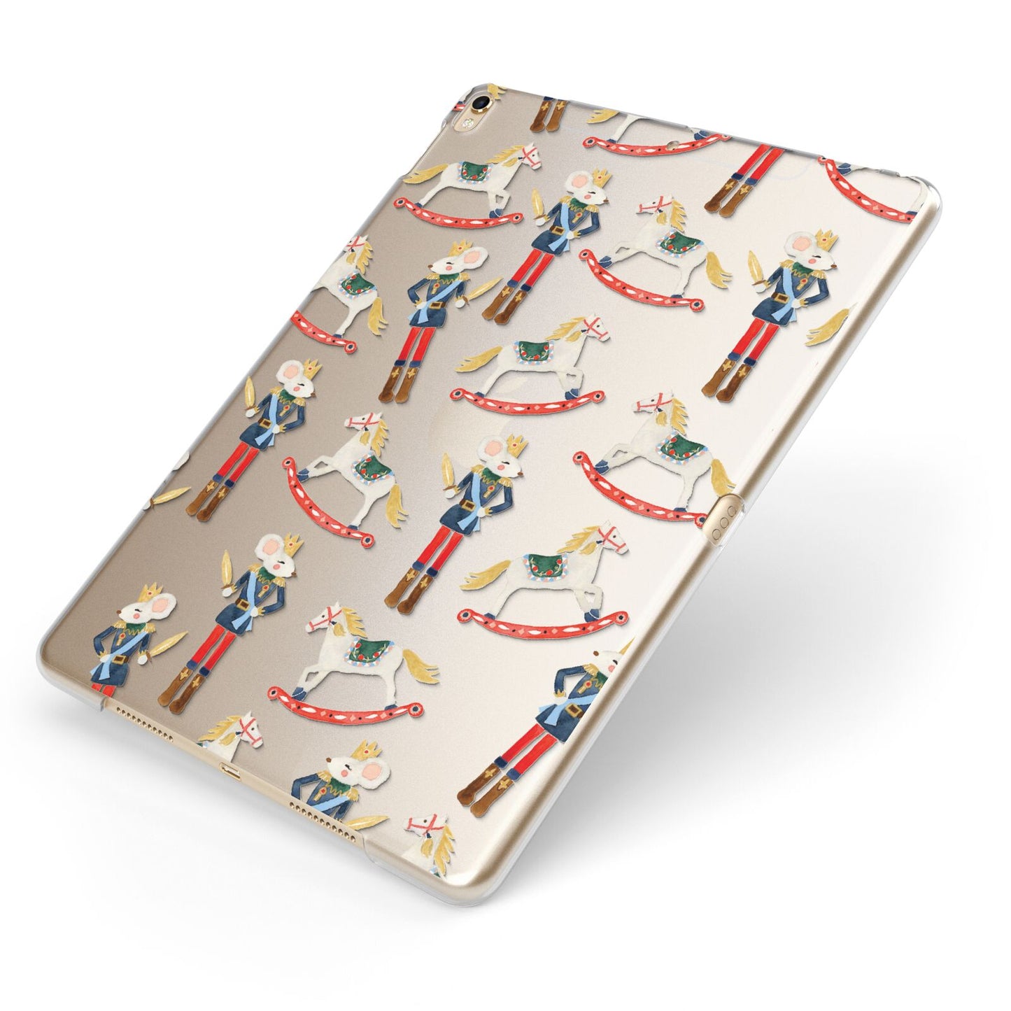 Nutcracker Rocking Horse Apple iPad Case on Gold iPad Side View