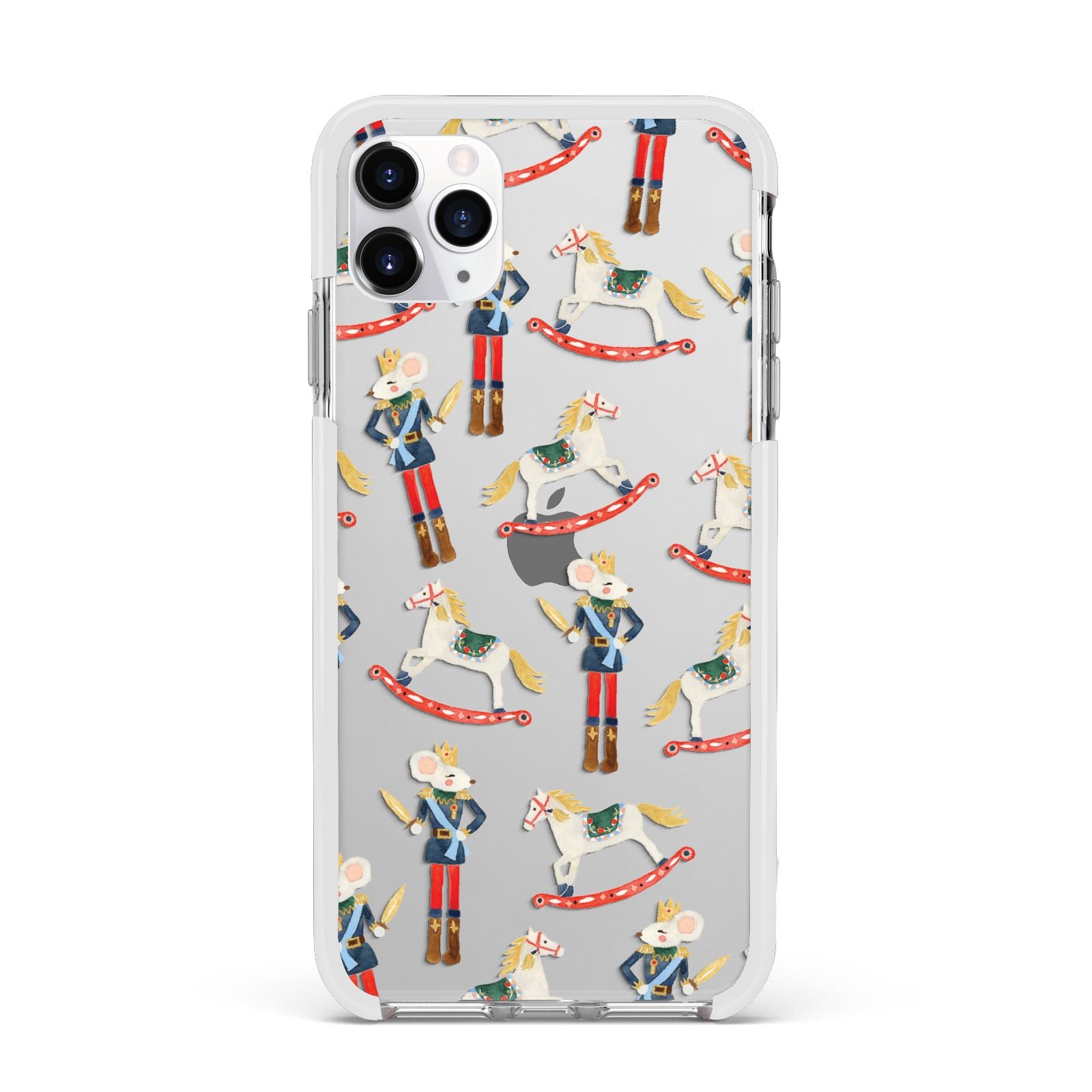 Nutcracker Rocking Horse Apple iPhone 11 Pro Max in Silver with White Impact Case