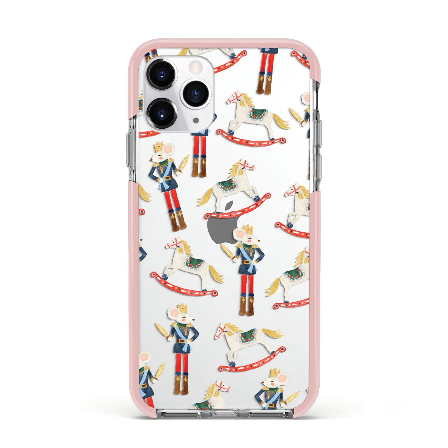 Nutcracker Rocking Horse Apple iPhone 11 Pro in Silver with Pink Impact Case