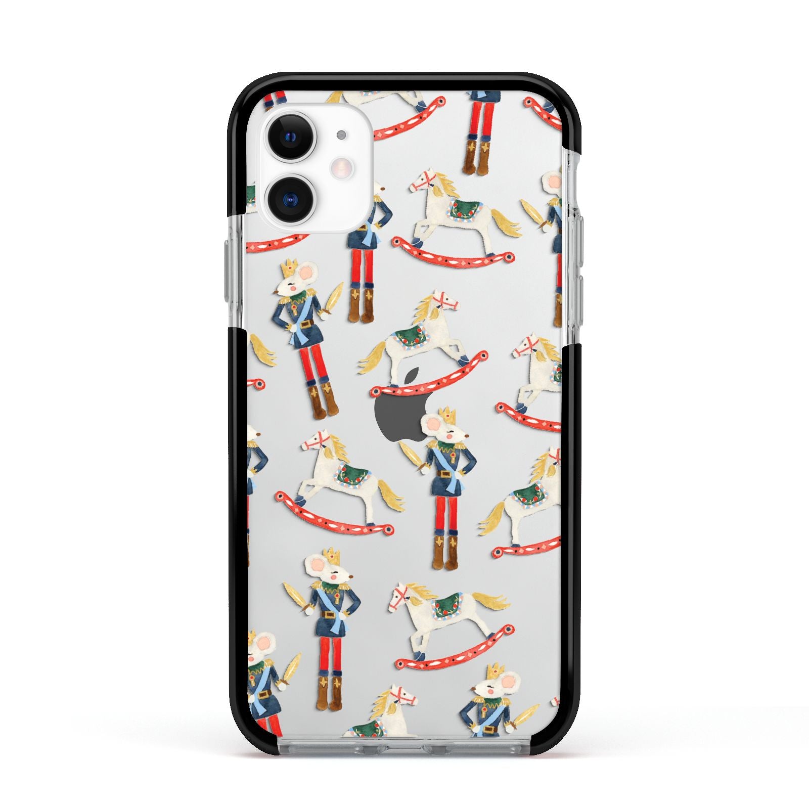 Nutcracker Rocking Horse Apple iPhone 11 in White with Black Impact Case