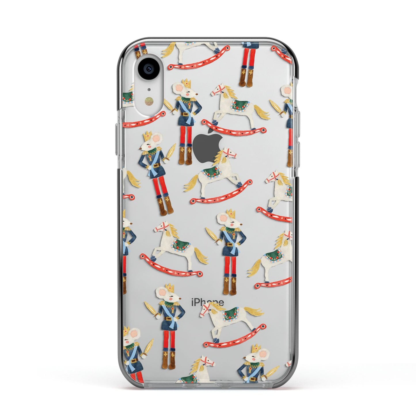 Nutcracker Rocking Horse Apple iPhone XR Impact Case Black Edge on Silver Phone
