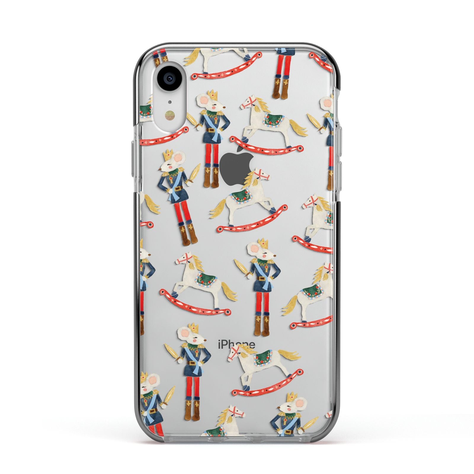 Nutcracker Rocking Horse Apple iPhone XR Impact Case Black Edge on Silver Phone