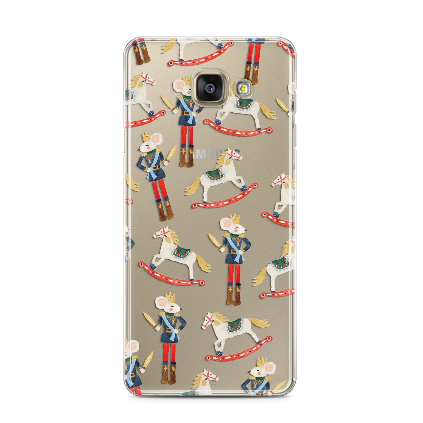Nutcracker Rocking Horse Samsung Galaxy A3 2016 Case on gold phone
