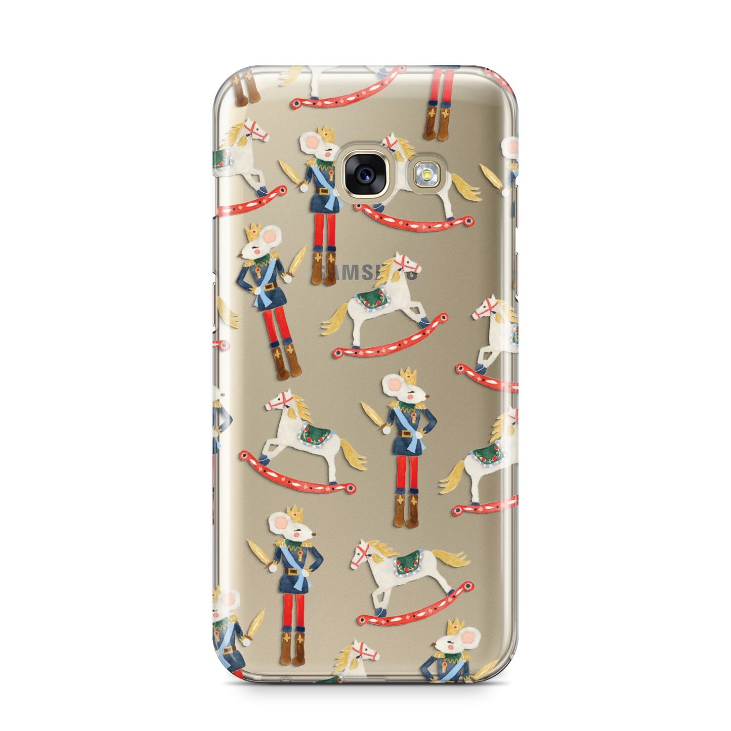 Nutcracker Rocking Horse Samsung Galaxy A3 2017 Case on gold phone