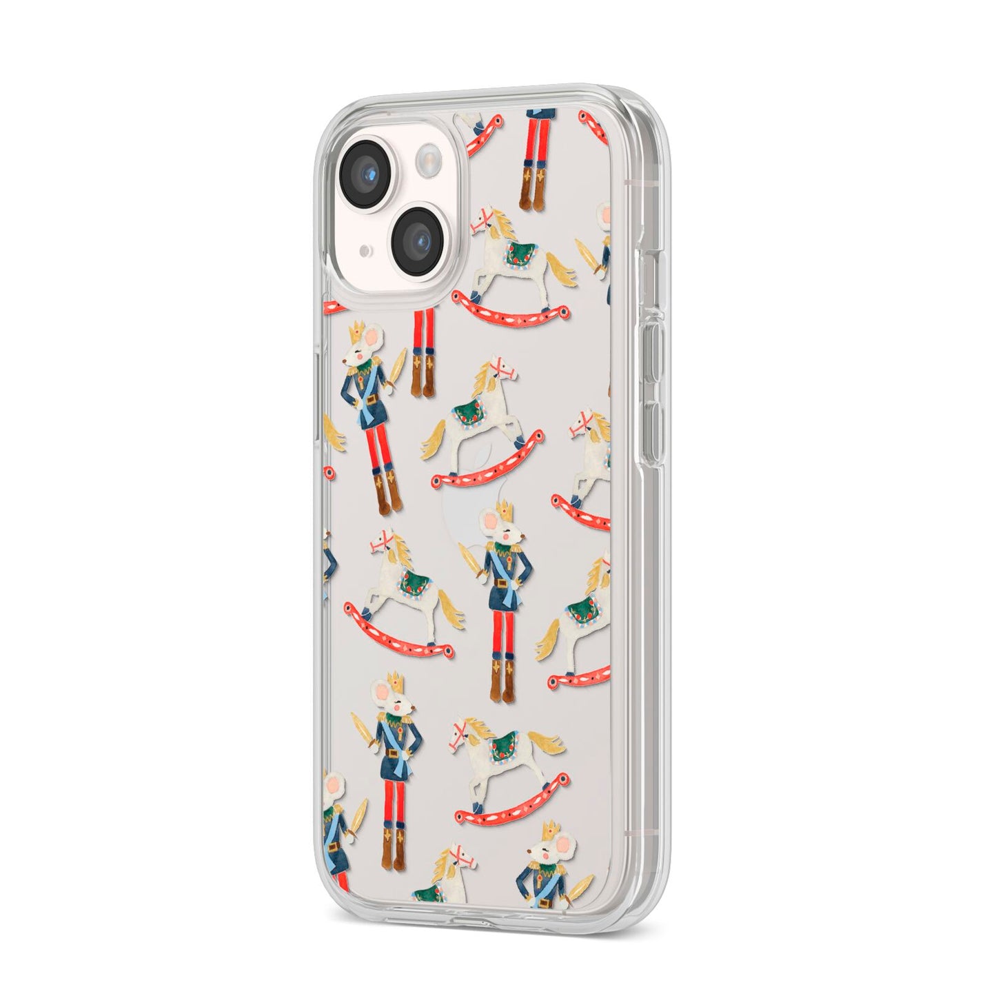 Nutcracker Rocking Horse iPhone 14 Clear Tough Case Starlight Angled Image