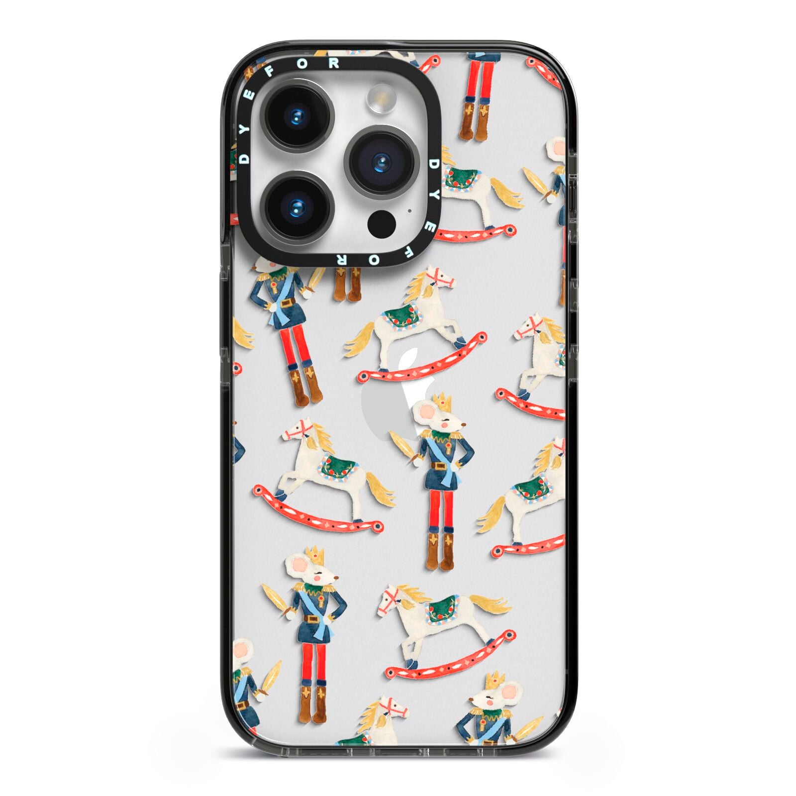Nutcracker Rocking Horse iPhone 14 Pro Black Impact Case on Silver phone