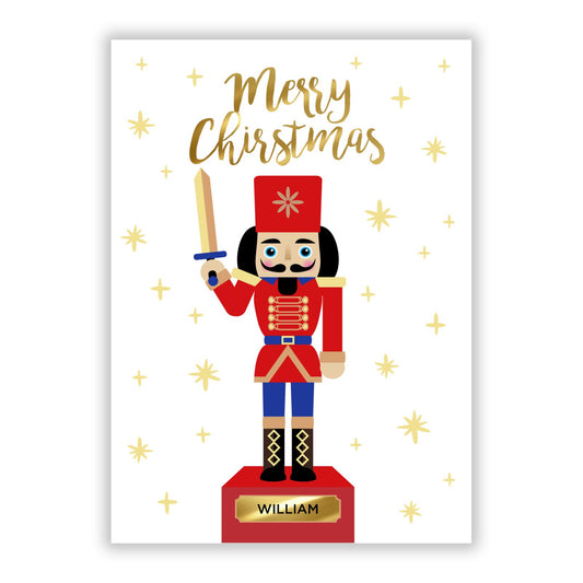 Nutcracker Toy with Name A5 Flat Greetings Card
