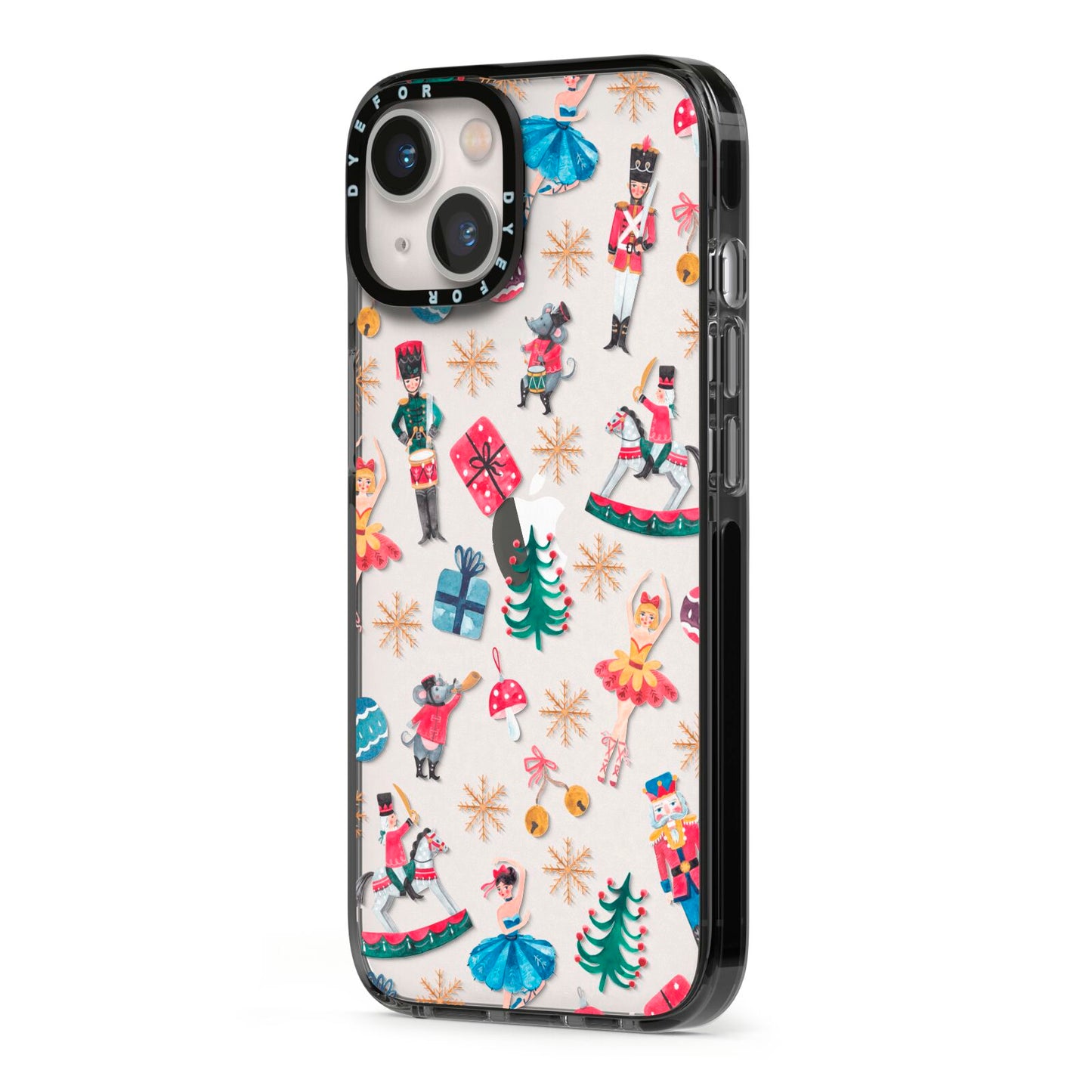 Nutcracker iPhone 13 Black Impact Case Side Angle on Silver phone