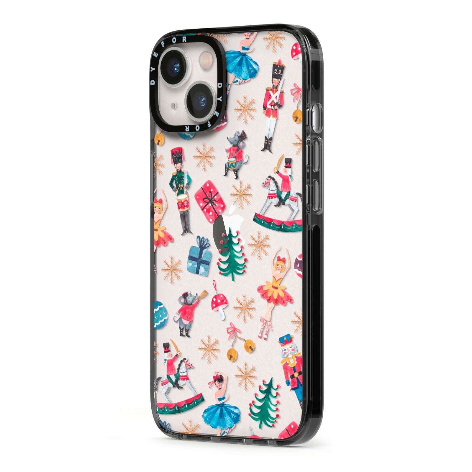 Nutcracker iPhone 13 Black Impact Case Side Angle on Silver phone