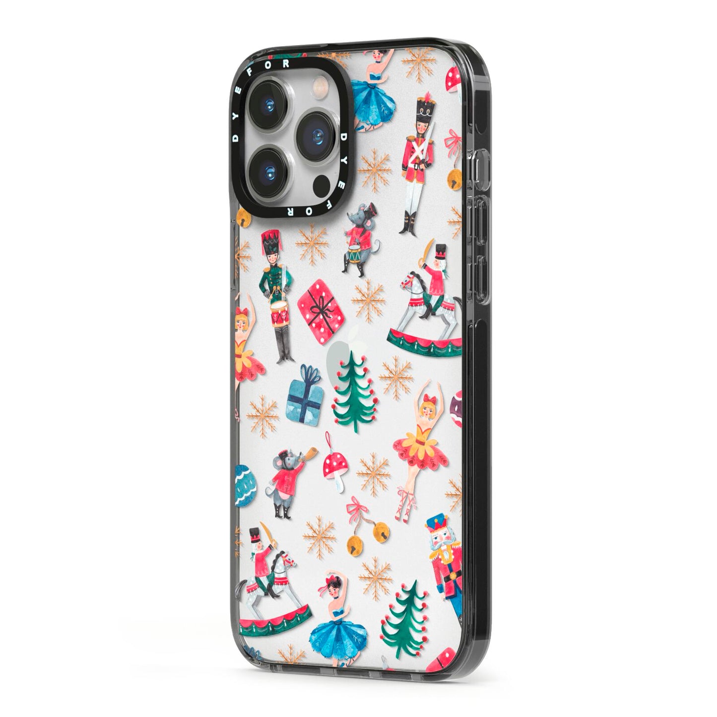 Nutcracker iPhone 13 Pro Max Black Impact Case Side Angle on Silver phone