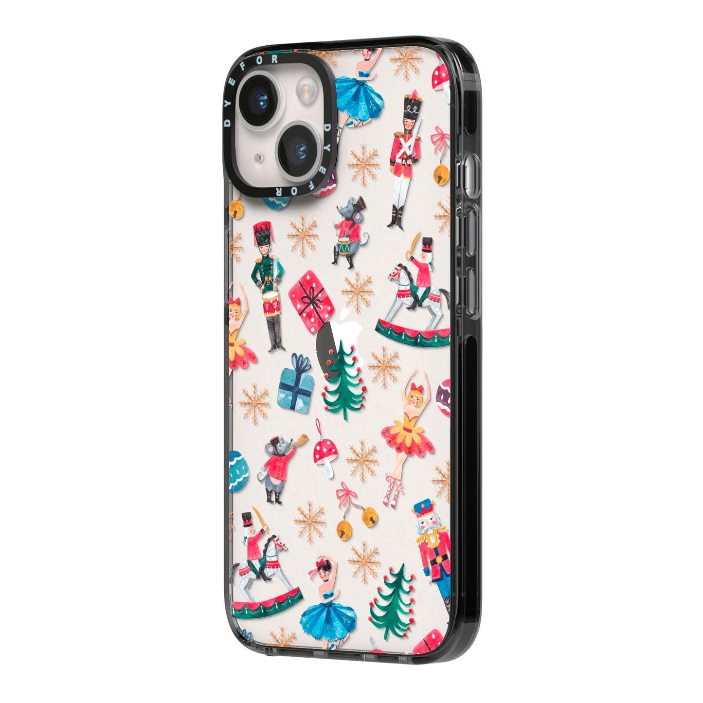 Nutcracker iPhone 14 Black Impact Case Side Angle on Silver phone