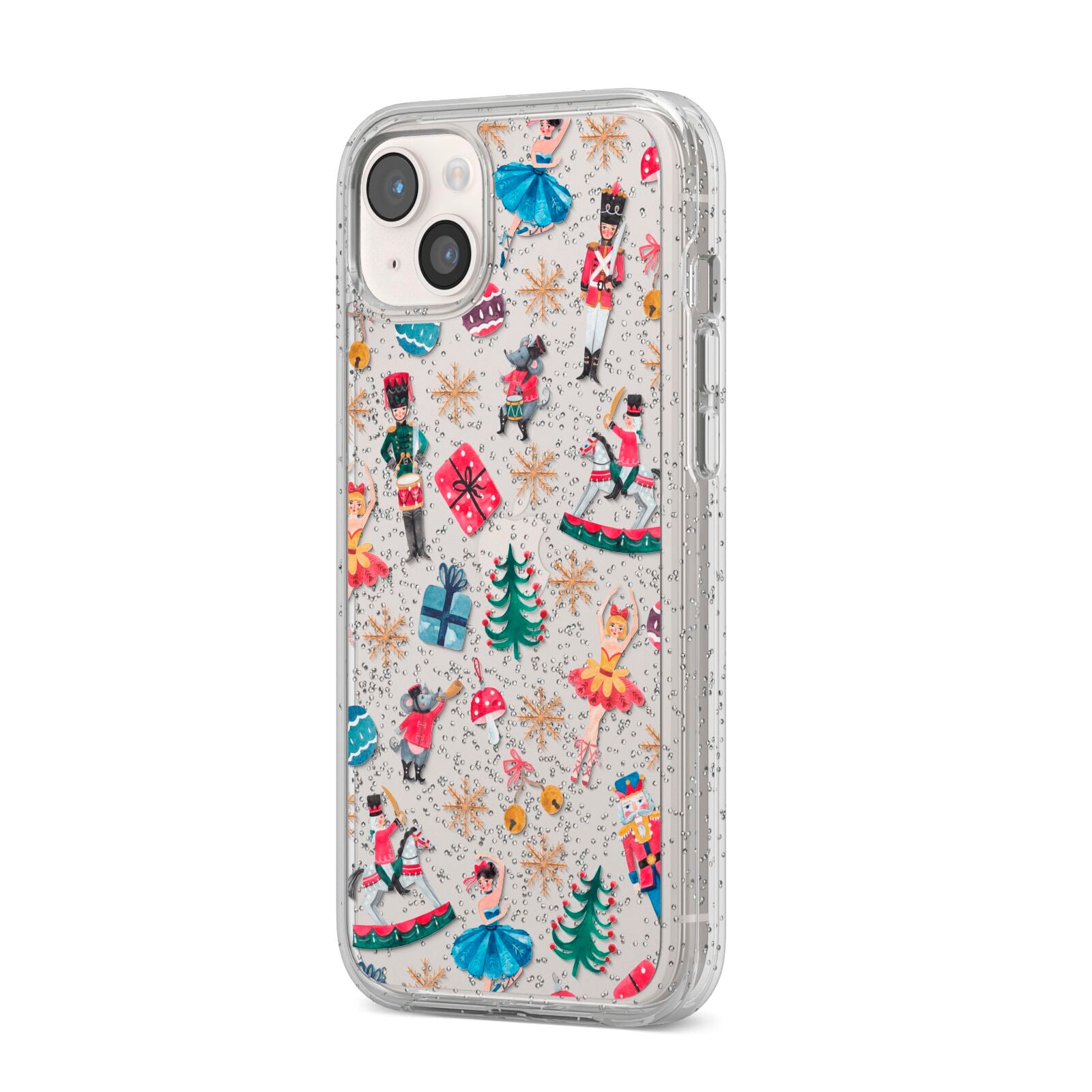 Nutcracker iPhone 14 Plus Glitter Tough Case Starlight Angled Image