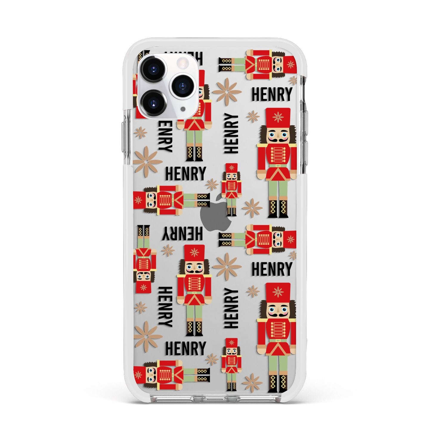 Nutcracker with Name Apple iPhone 11 Pro Max in Silver with White Impact Case