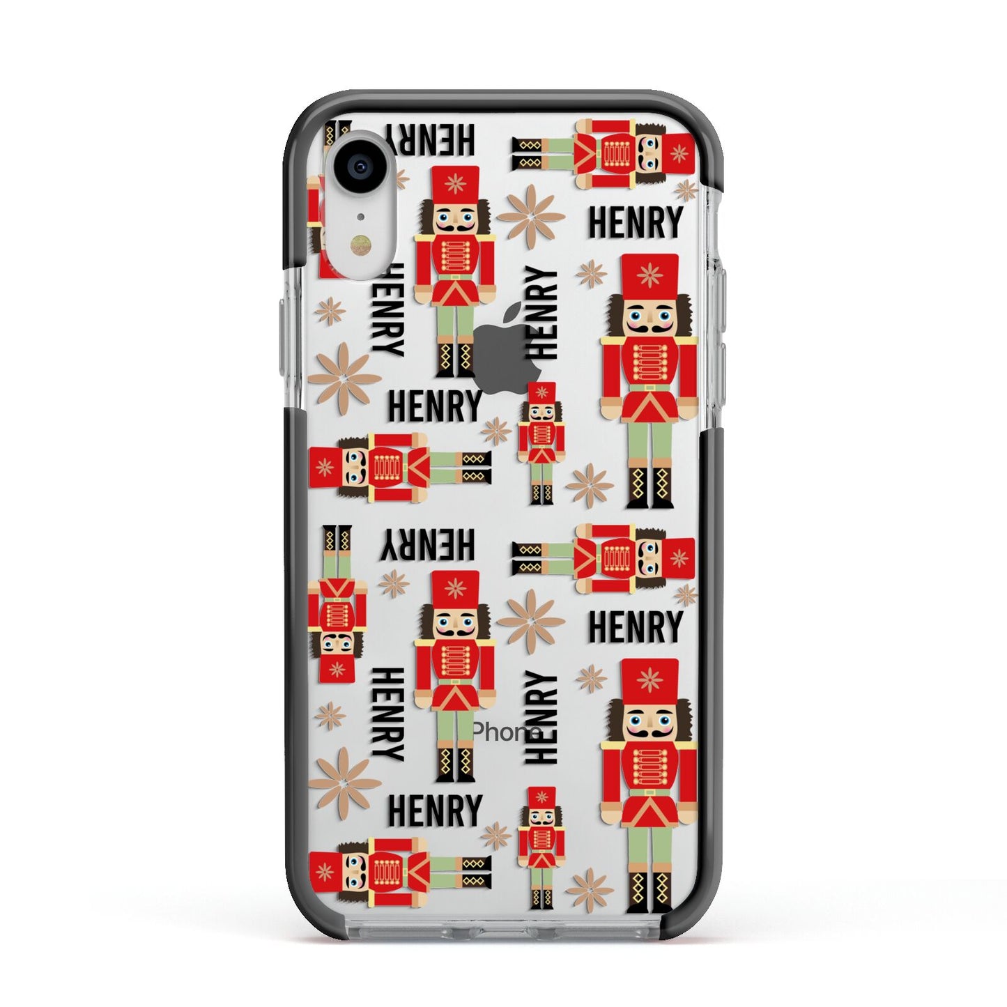 Nutcracker with Name Apple iPhone XR Impact Case Black Edge on Silver Phone