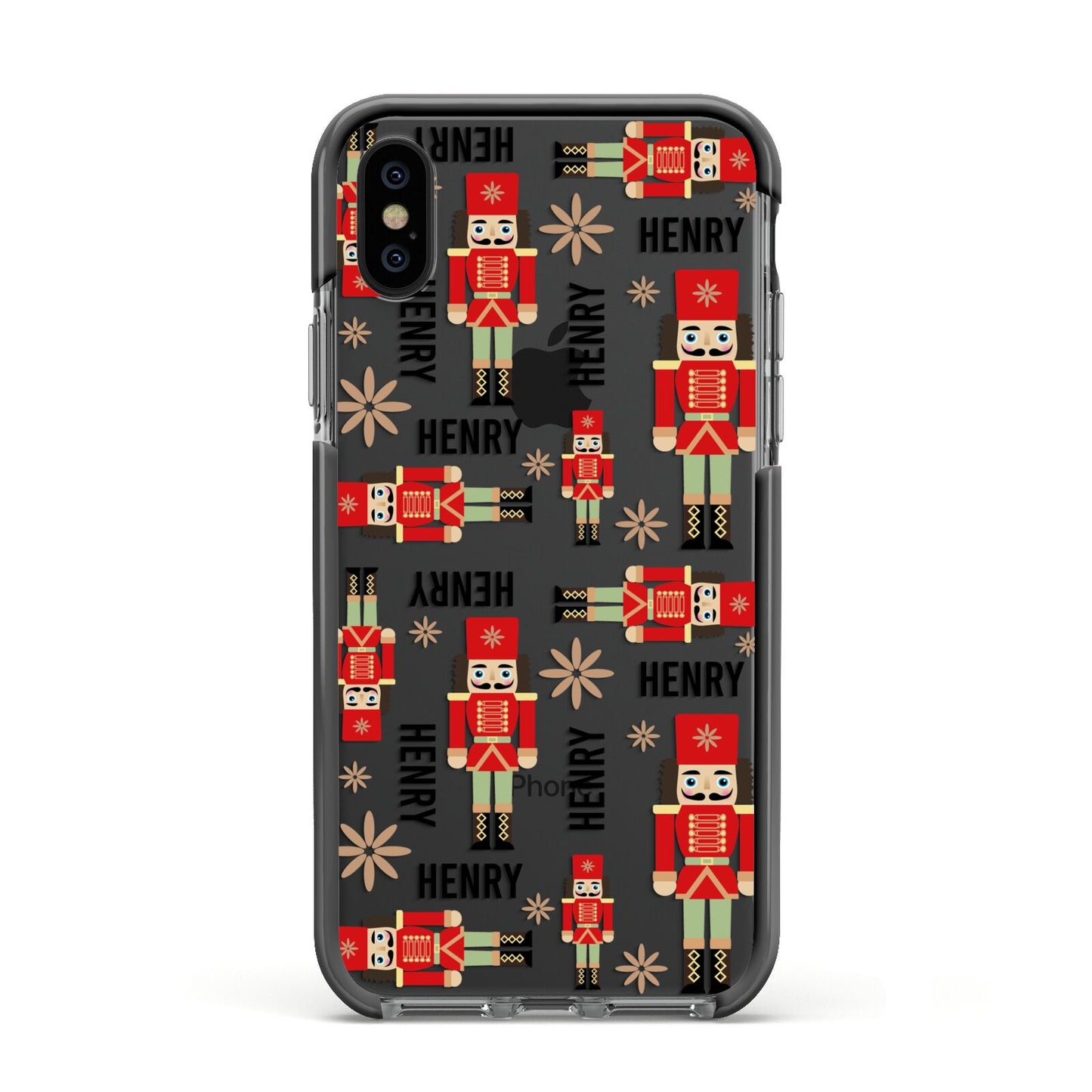 Nutcracker with Name Apple iPhone Xs Impact Case Black Edge on Black Phone