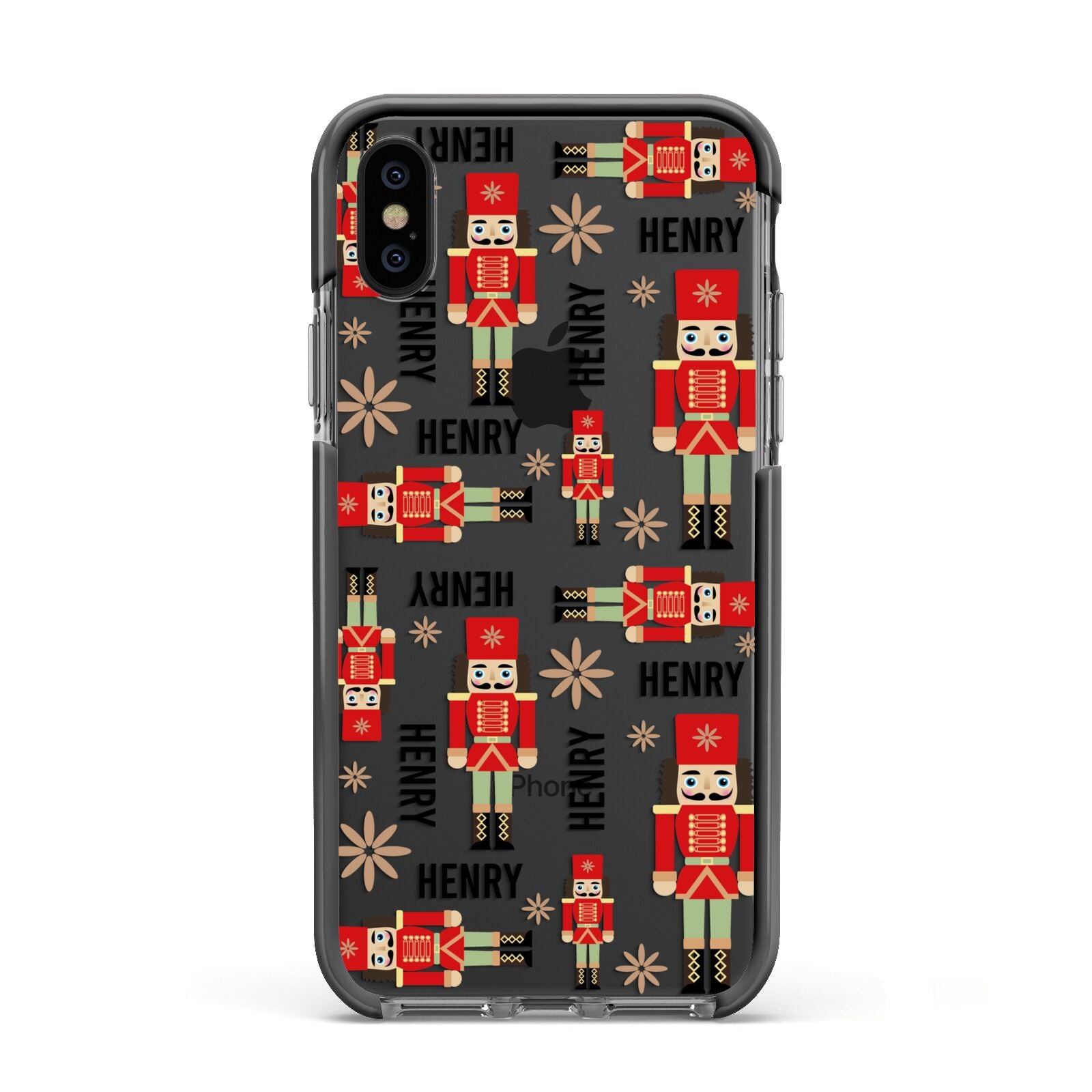 Nutcracker with Name Apple iPhone Xs Impact Case Black Edge on Black Phone