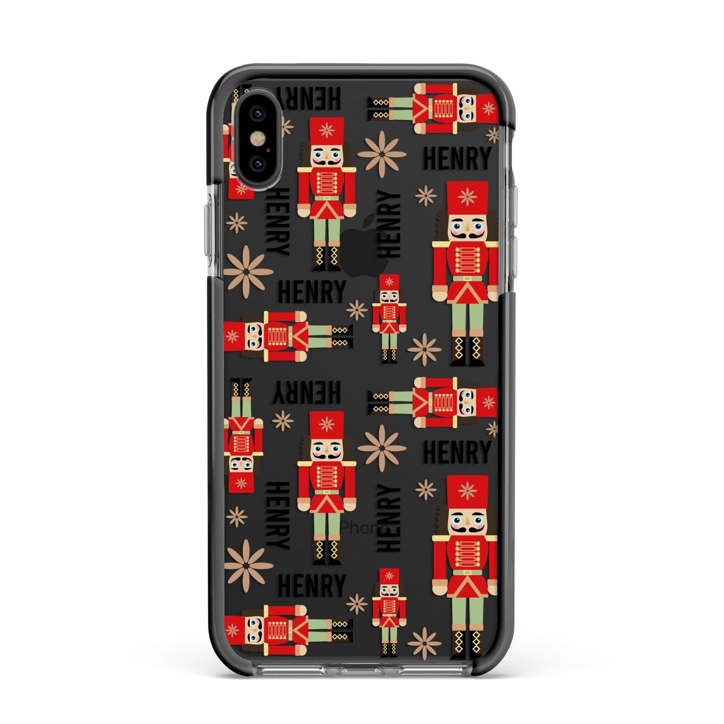 Nutcracker with Name Apple iPhone Xs Max Impact Case Black Edge on Black Phone