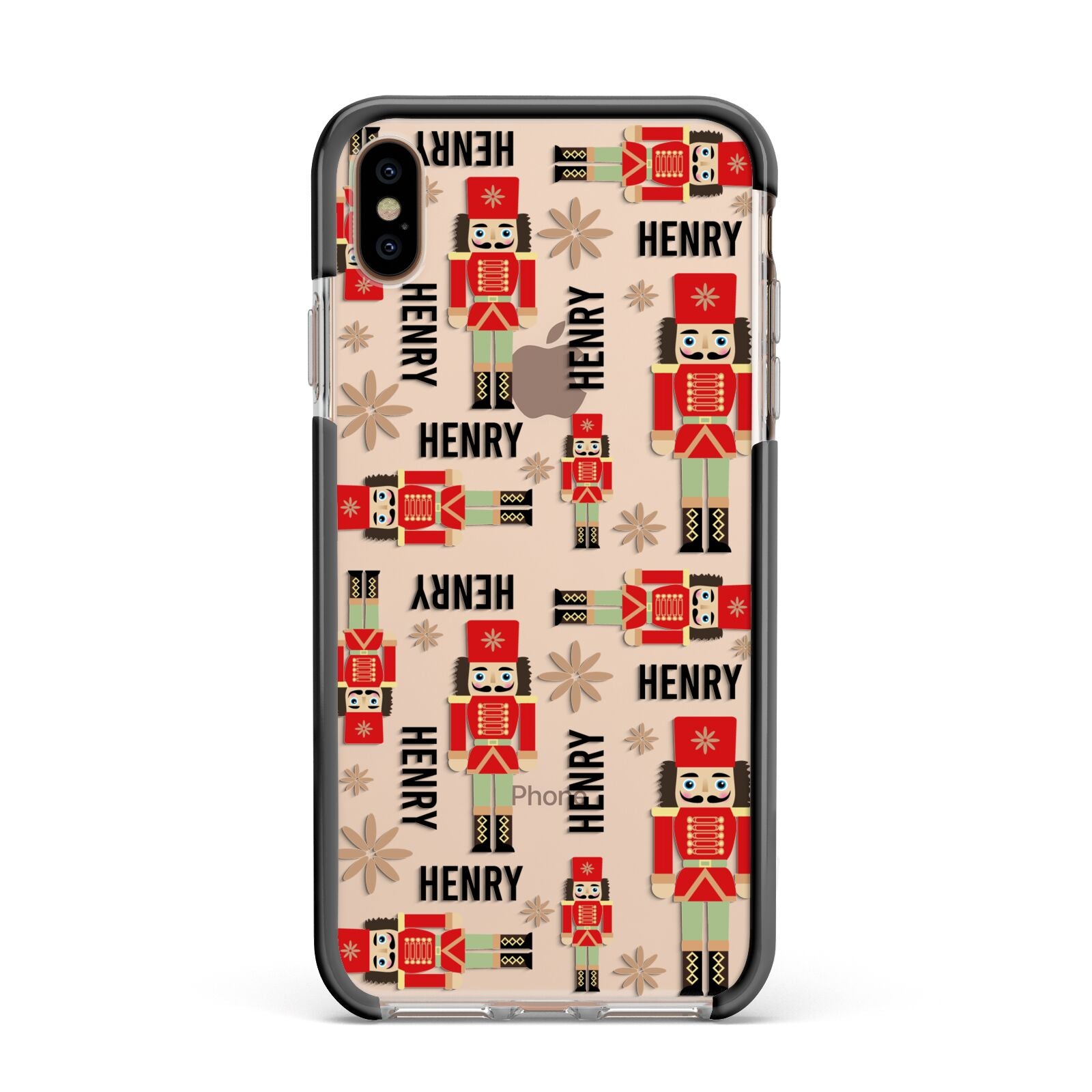 Nutcracker with Name Apple iPhone Xs Max Impact Case Black Edge on Gold Phone