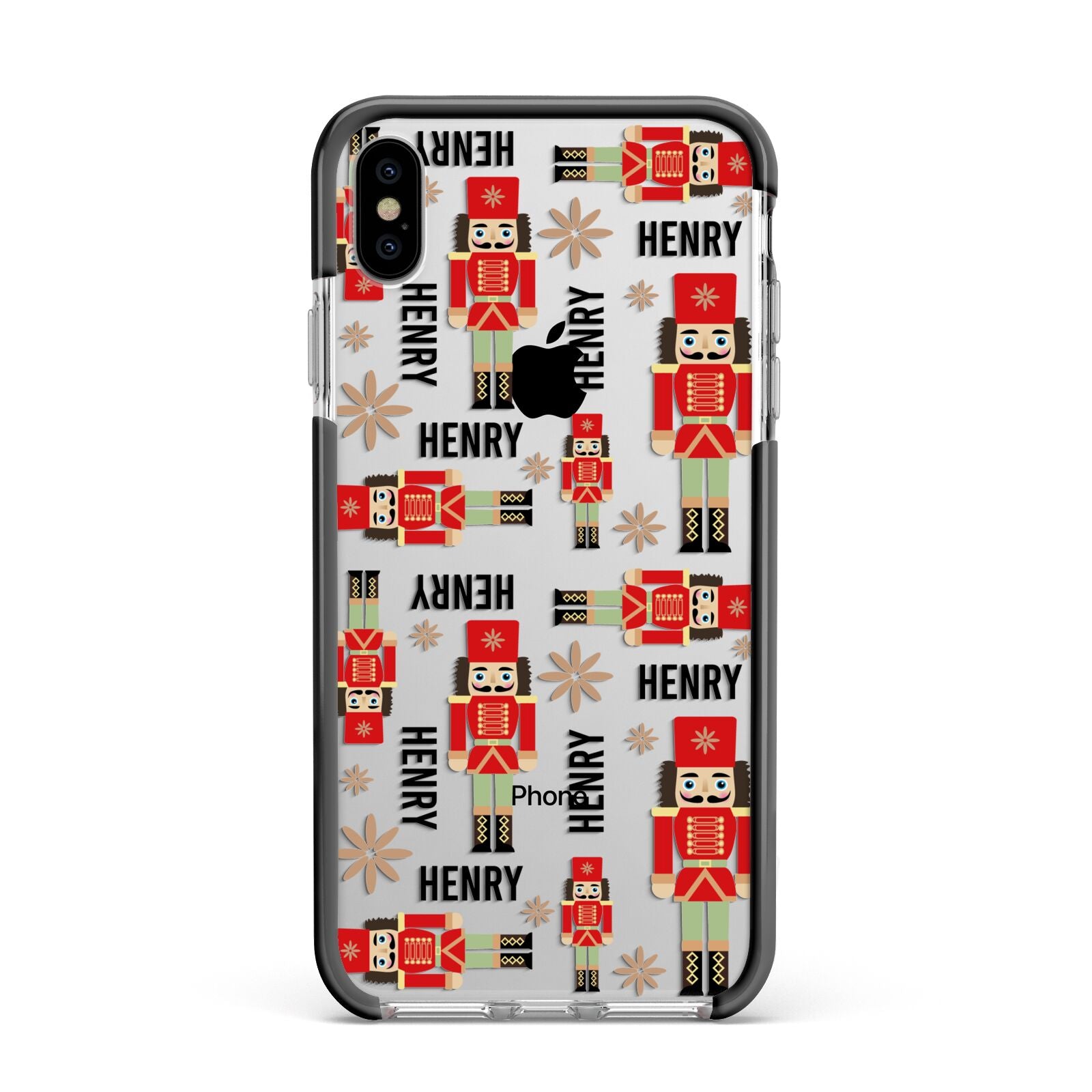 Nutcracker with Name Apple iPhone Xs Max Impact Case Black Edge on Silver Phone