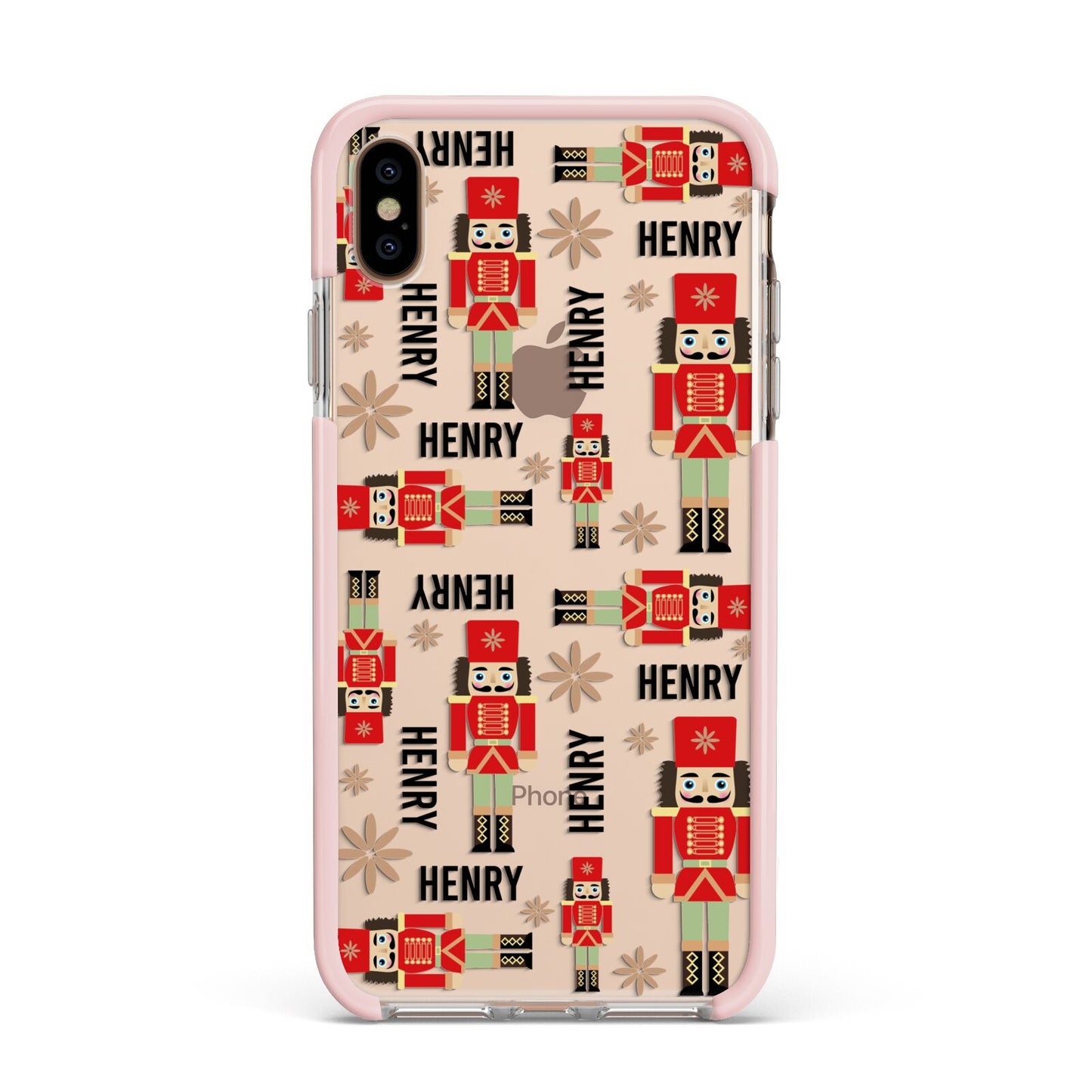Nutcracker with Name Apple iPhone Xs Max Impact Case Pink Edge on Gold Phone