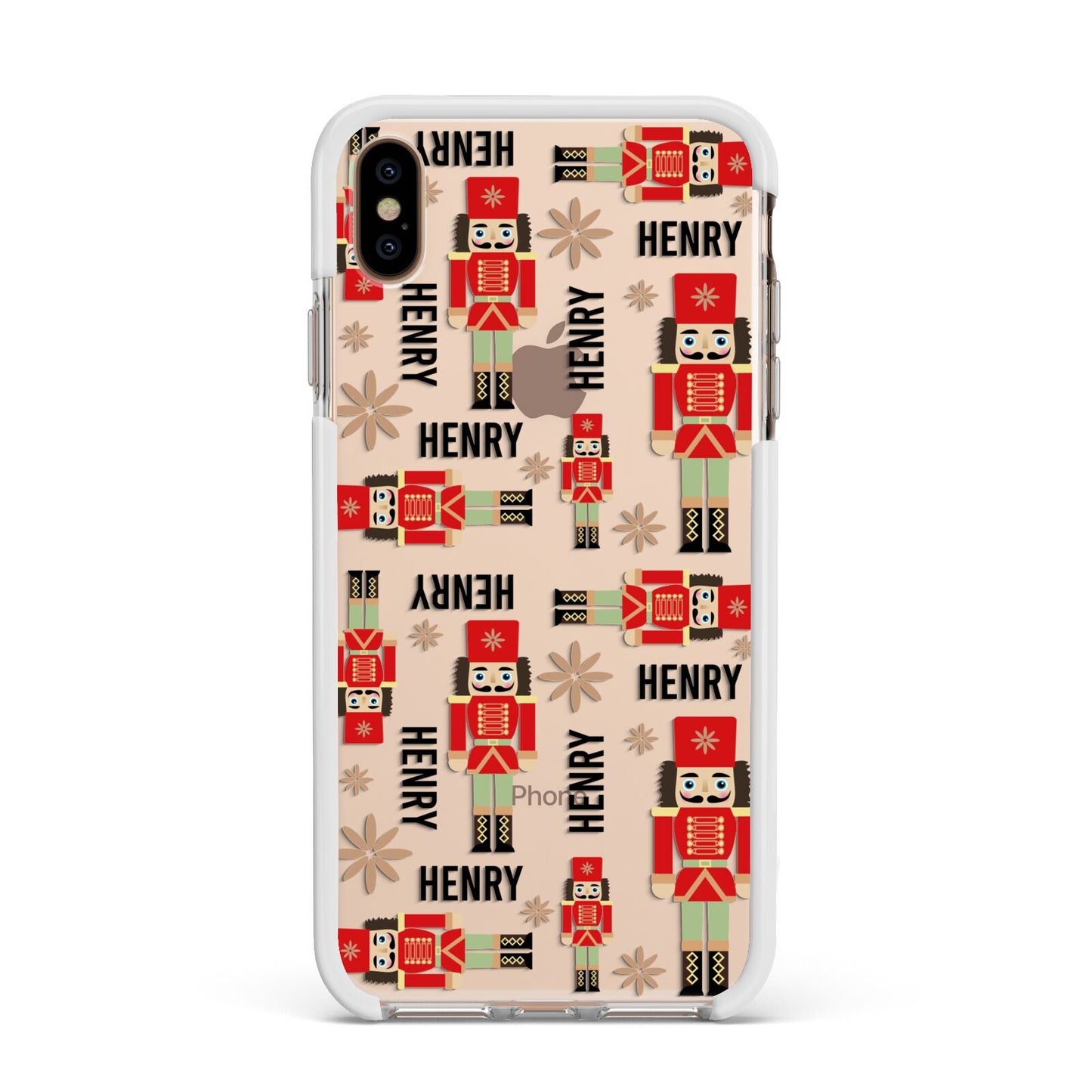 Nutcracker with Name Apple iPhone Xs Max Impact Case White Edge on Gold Phone