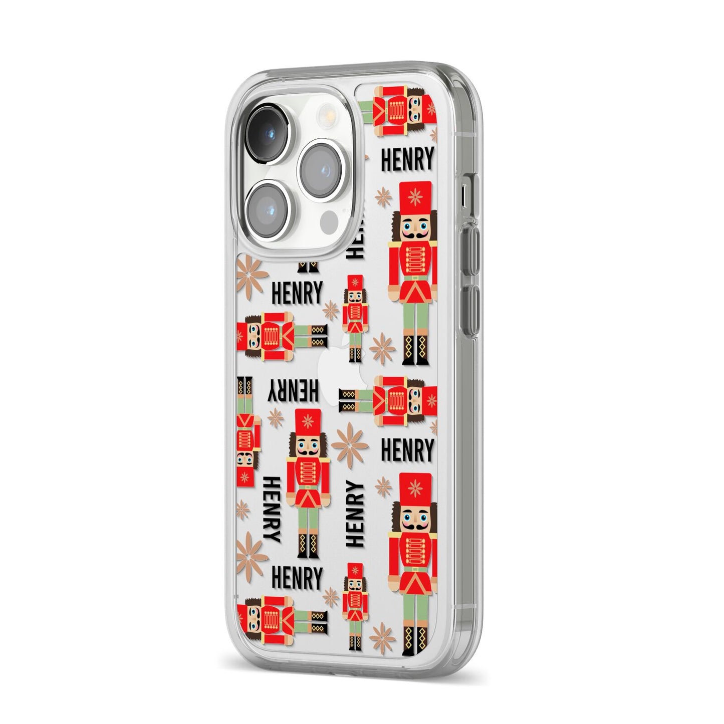 Nutcracker with Name iPhone 14 Pro Clear Tough Case Silver Angled Image