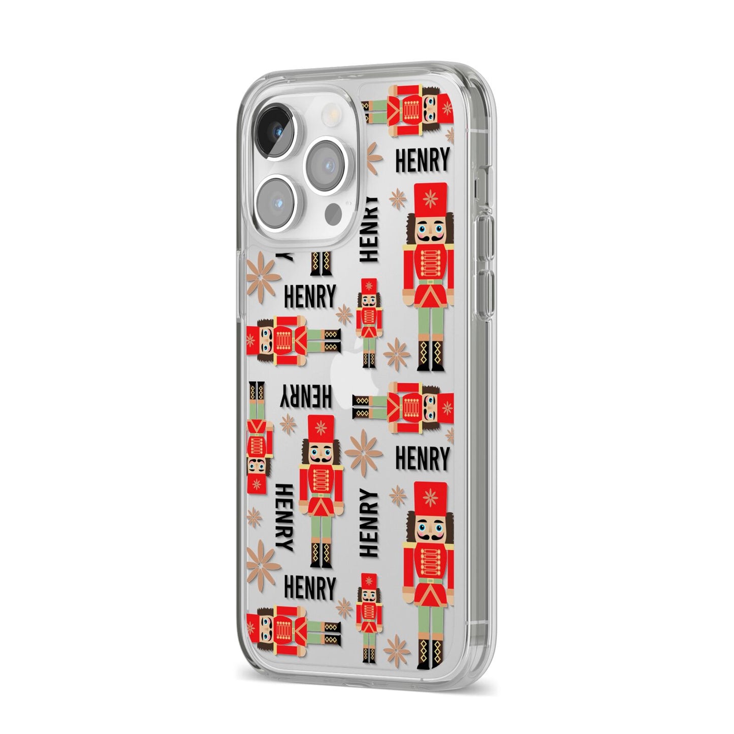 Nutcracker with Name iPhone 14 Pro Max Clear Tough Case Silver Angled Image