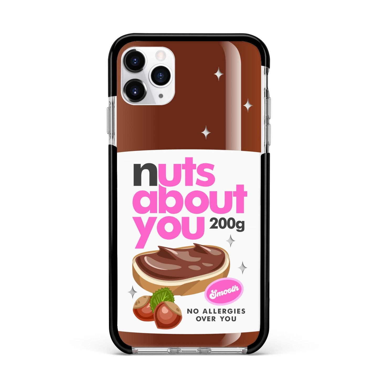 Nuts About You Apple iPhone 11 Pro Max in Silver with Black Impact Case
