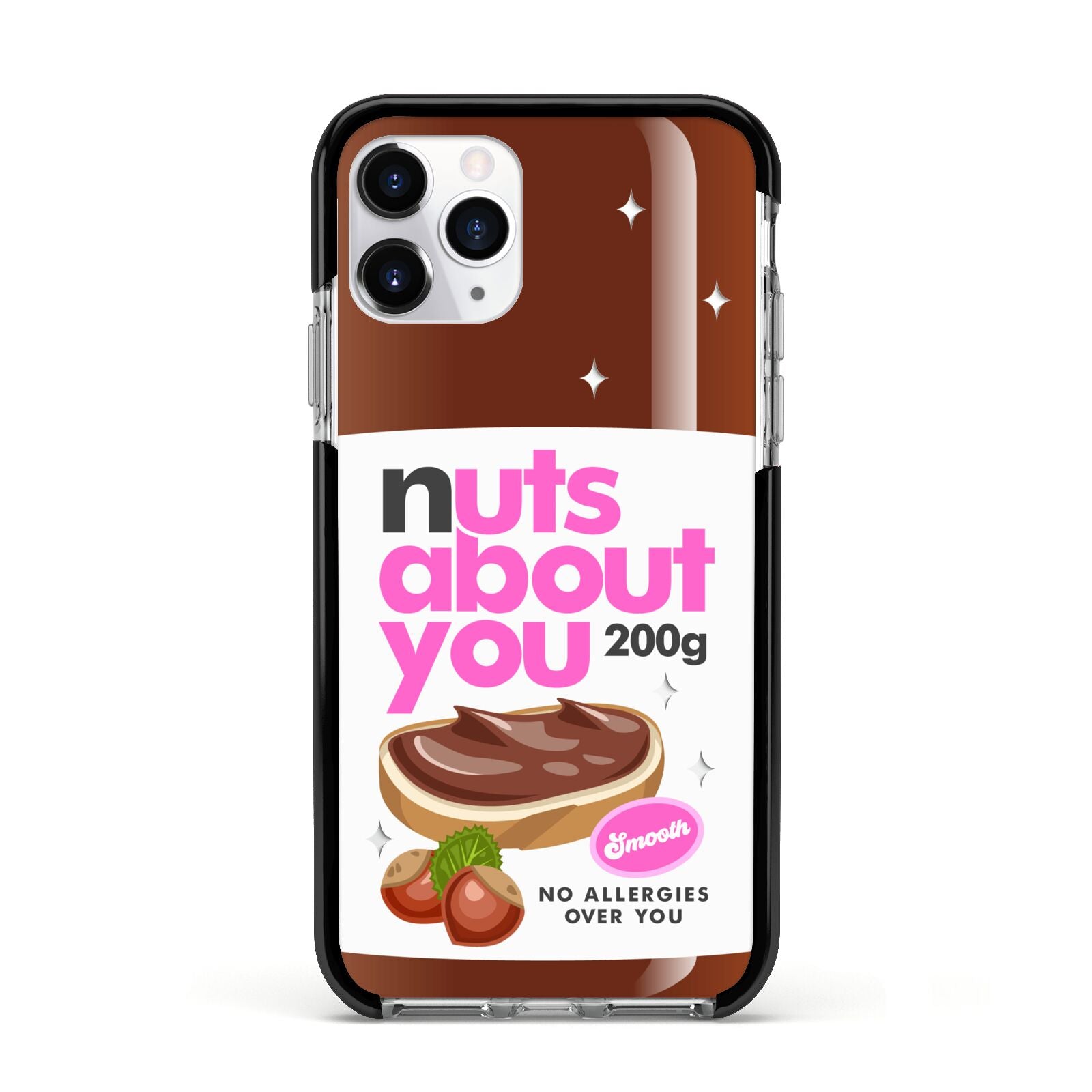 Nuts About You Apple iPhone 11 Pro in Silver with Black Impact Case