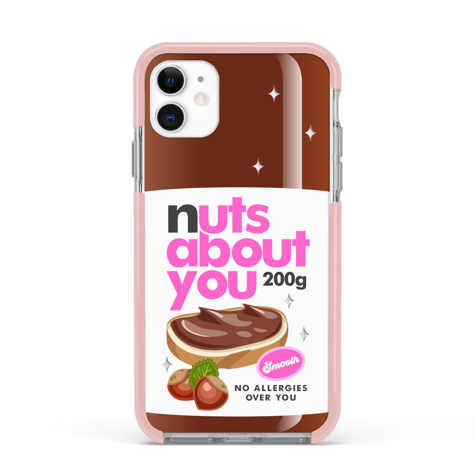 Nuts About You Apple iPhone 11 in White with Pink Impact Case