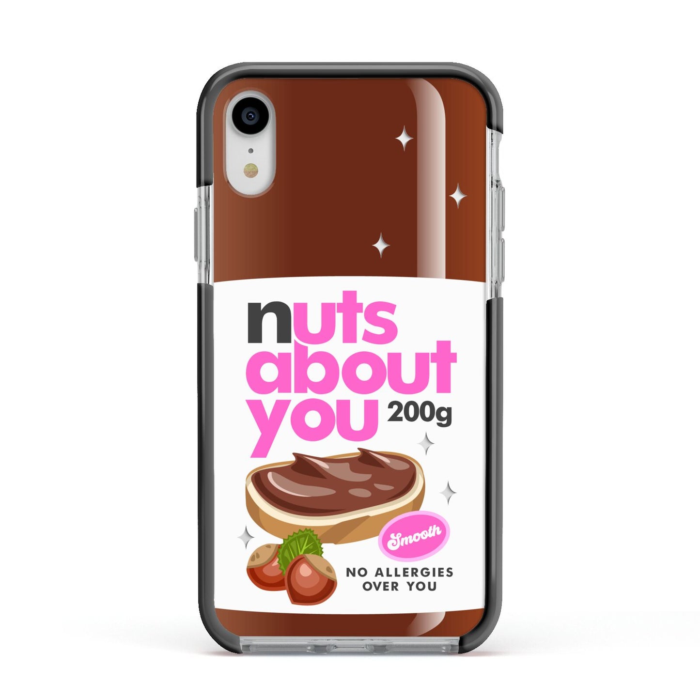 Nuts About You Apple iPhone XR Impact Case Black Edge on Silver Phone