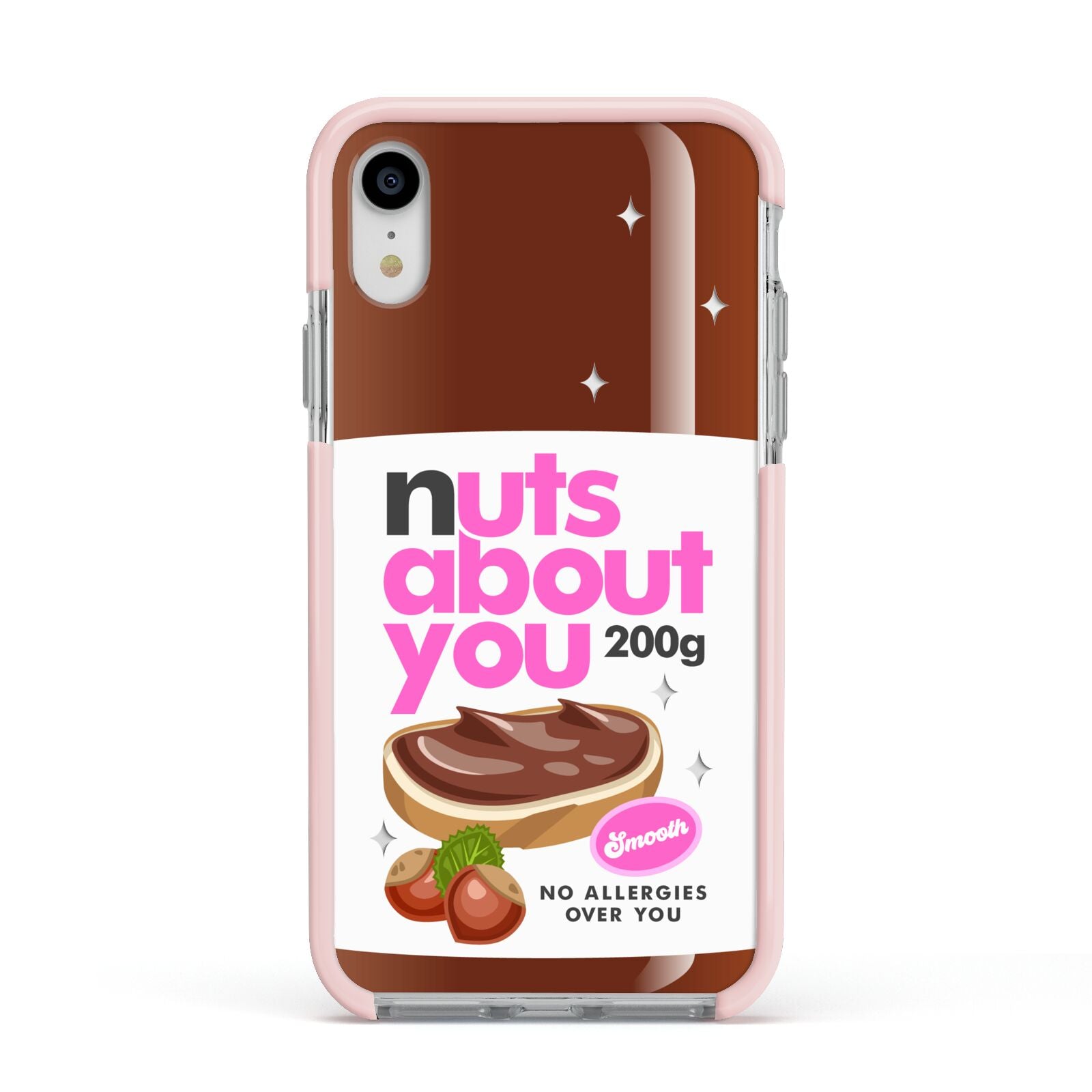Nuts About You Apple iPhone XR Impact Case Pink Edge on Silver Phone