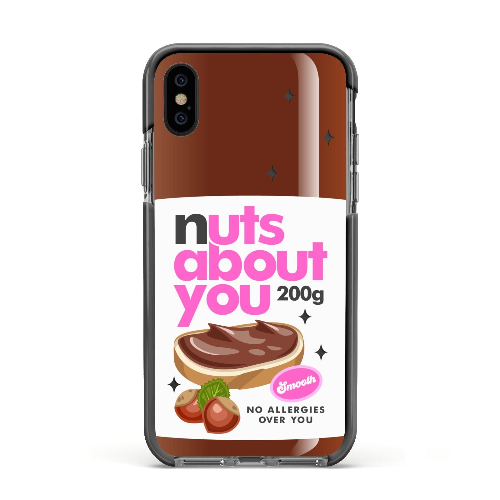Nuts About You Apple iPhone Xs Impact Case Black Edge on Black Phone
