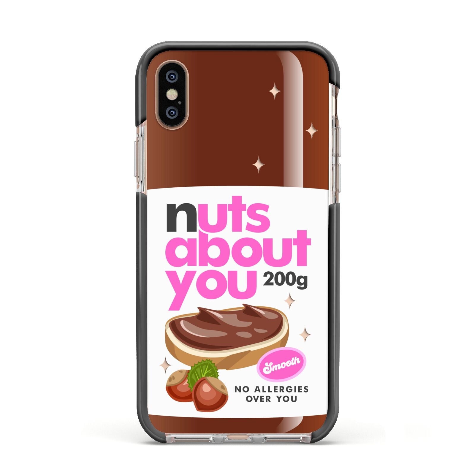 Nuts About You Apple iPhone Xs Impact Case Black Edge on Gold Phone