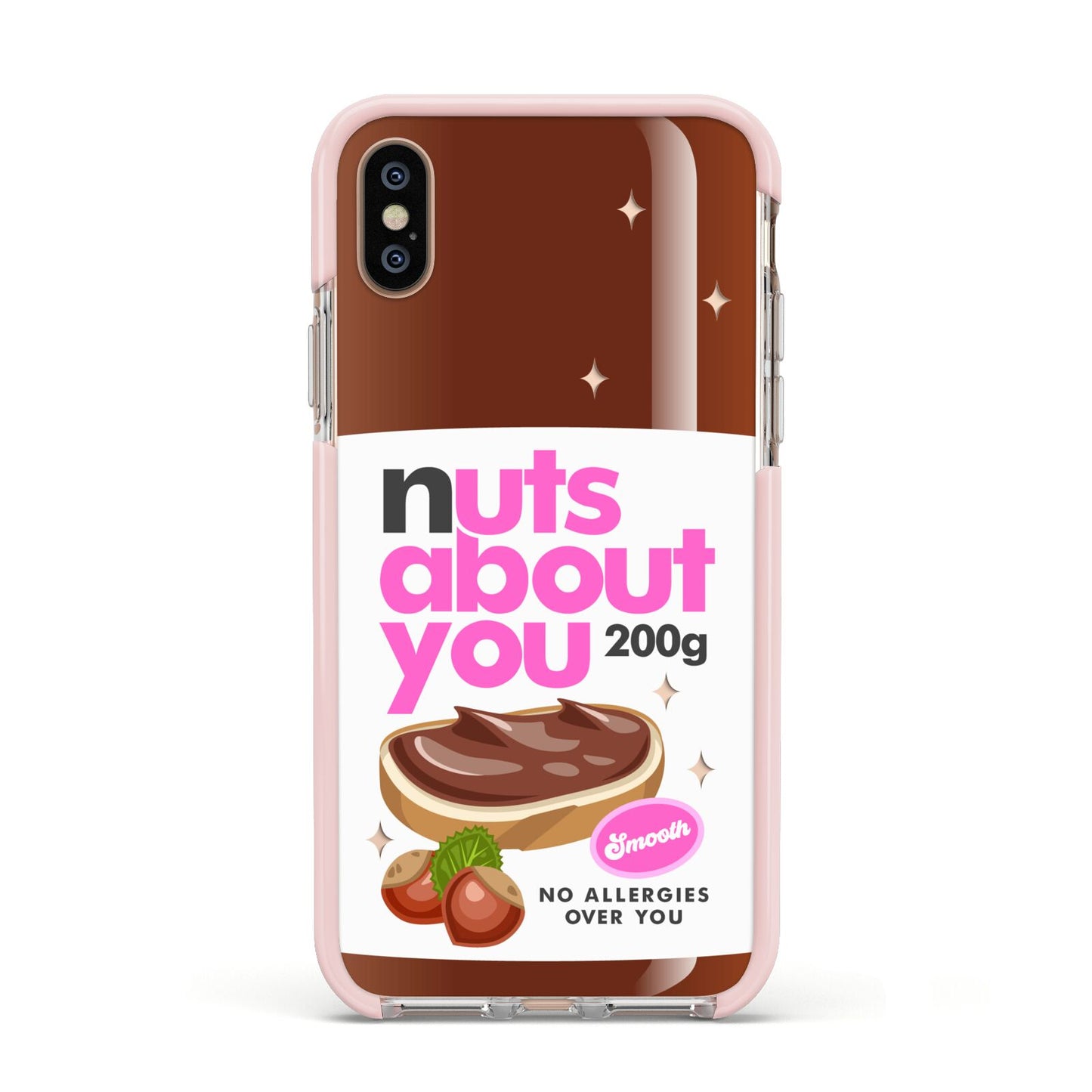 Nuts About You Apple iPhone Xs Impact Case Pink Edge on Gold Phone