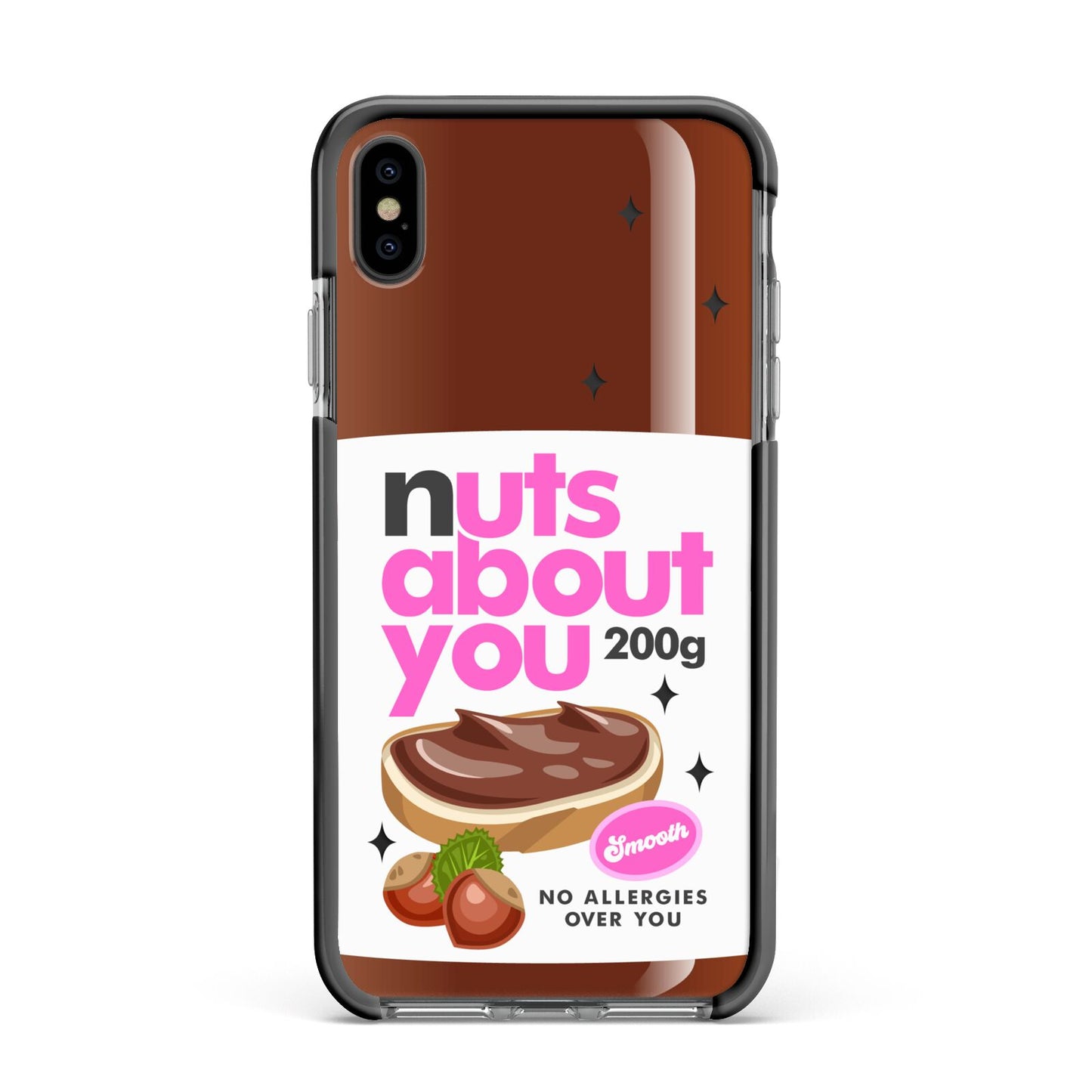 Nuts About You Apple iPhone Xs Max Impact Case Black Edge on Black Phone