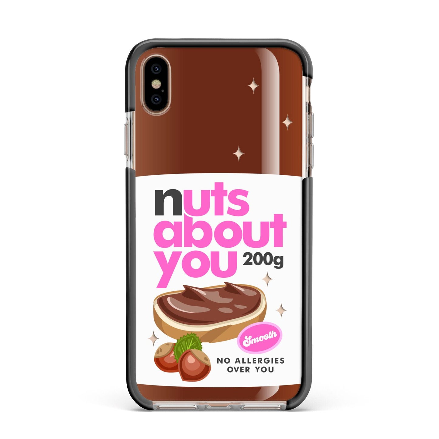 Nuts About You Apple iPhone Xs Max Impact Case Black Edge on Gold Phone