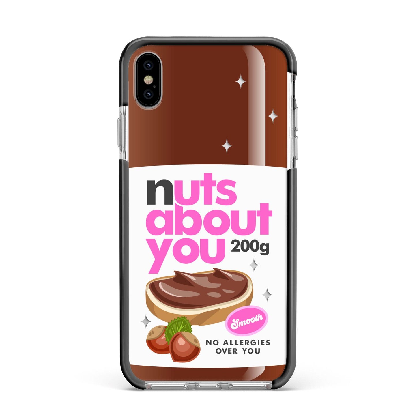 Nuts About You Apple iPhone Xs Max Impact Case Black Edge on Silver Phone