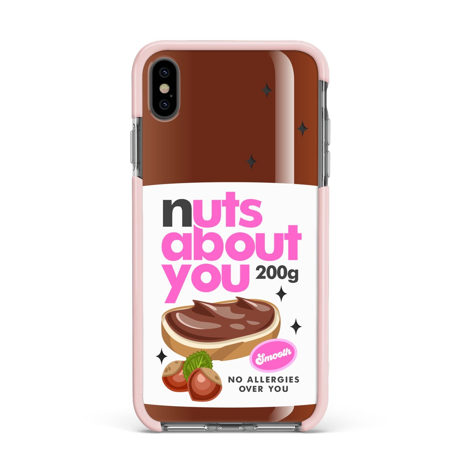 Nuts About You Apple iPhone Xs Max Impact Case Pink Edge on Black Phone