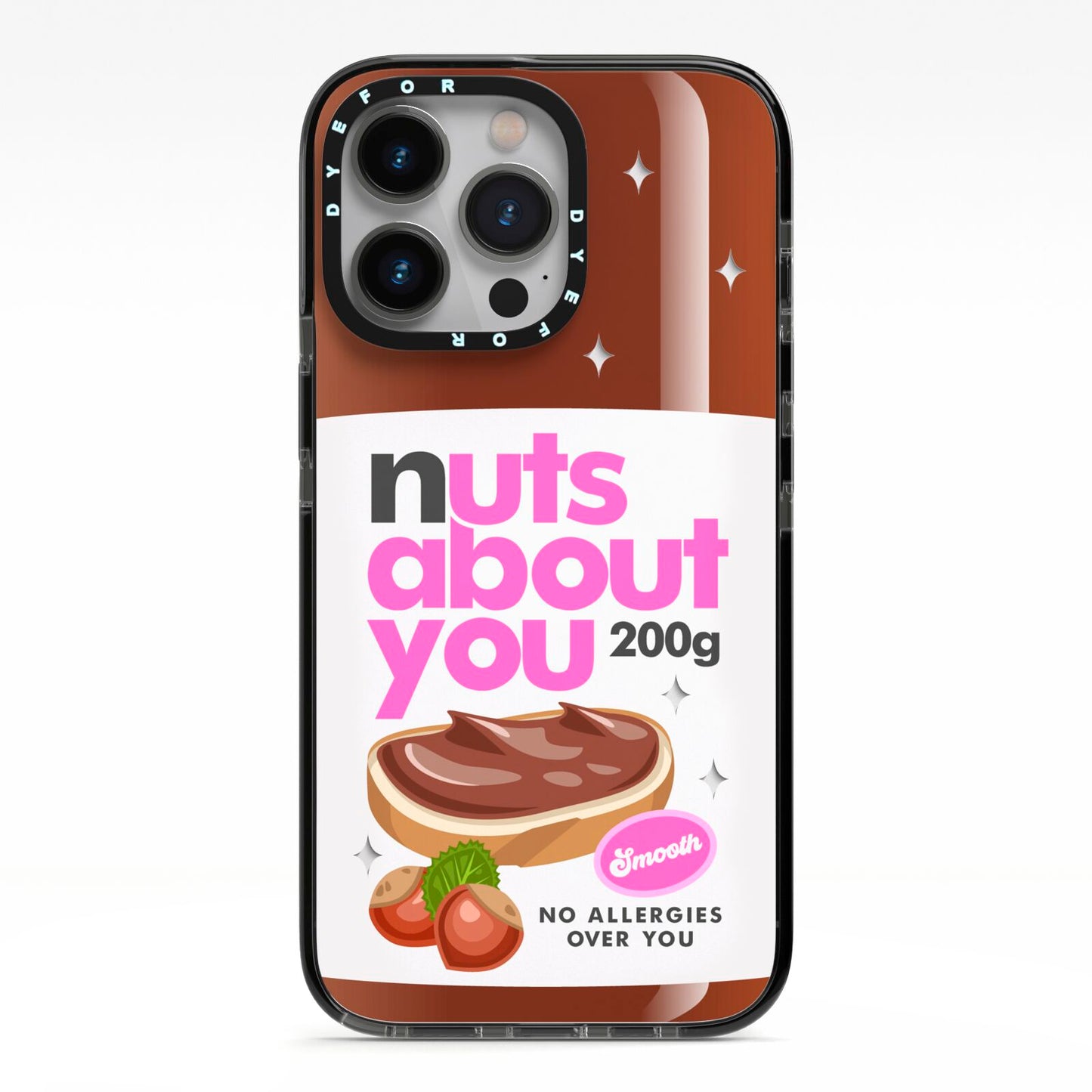 Nuts About You iPhone 13 Pro Black Impact Case on Silver phone